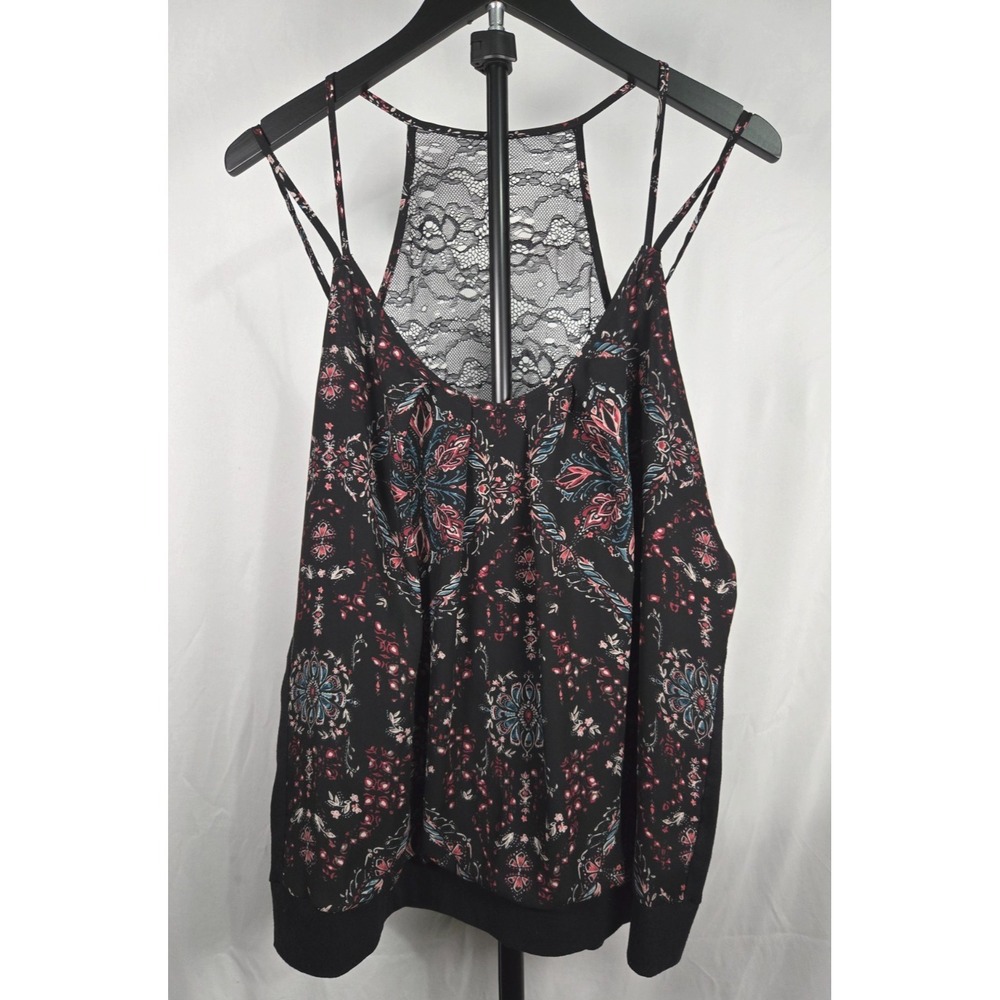 Boho Paisley Print Lace Racerback Tank Top Flowy Festival Top XXL